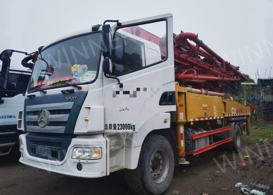 2 एक्सल सेकेंड हैंड पंप ट्रक 2019 SANY चेसिस के साथ प्रयुक्त कंक्रीट ट्रक 37 मीटर
